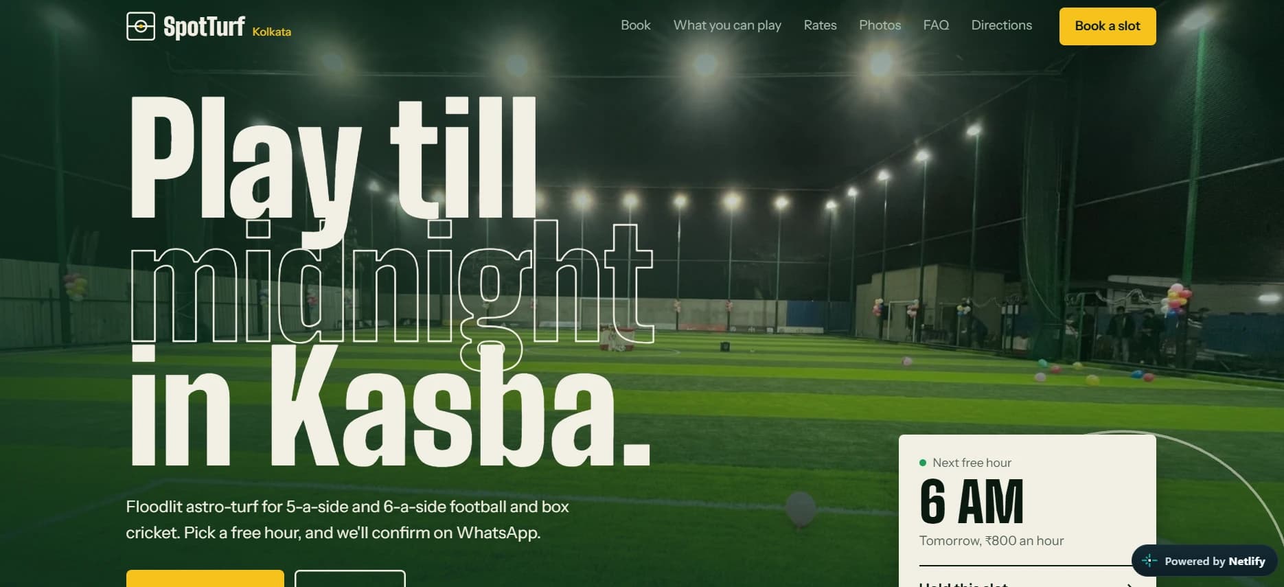 SpotTurf Kolkata website homepage